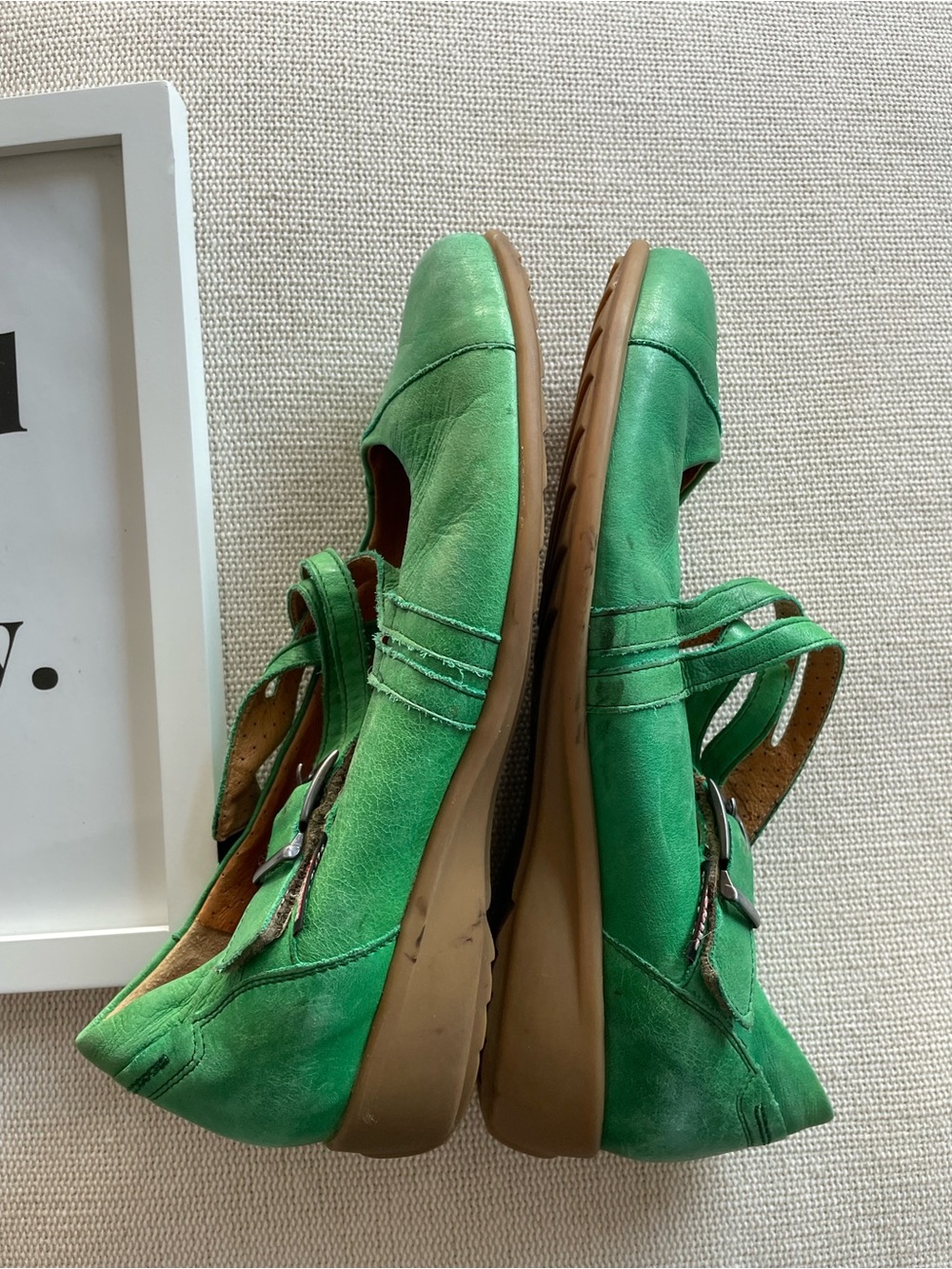 Mephisto Mobils Mary Jane Green Suede Flats - Picture 7 of 11